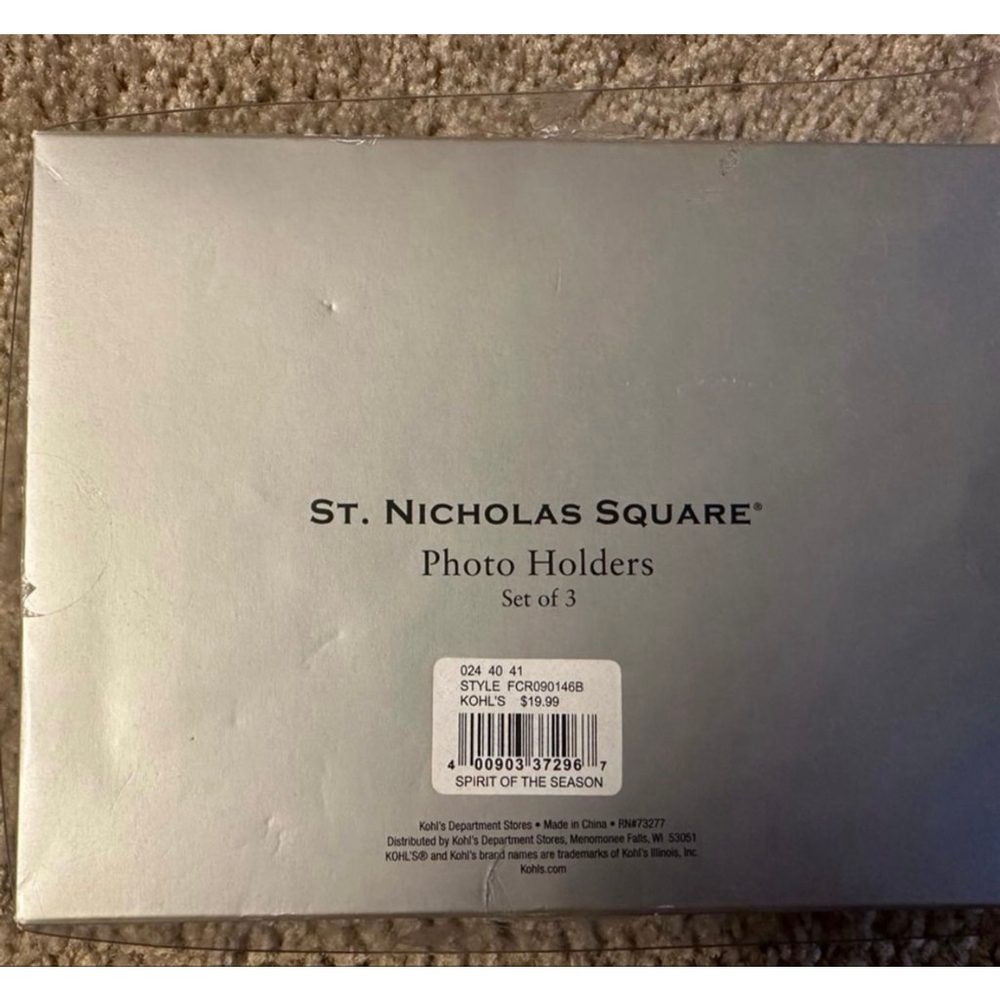 St Nicholas Square Silver Photo Ornament Holders Set of 3 - Picture 4 of 4